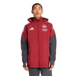 Kurtka dresowa zewnętrzna Arsenal 2025/26. Czerwone kurtki męskie ADIDAS, bez wzorów, z dresówki, sportowe, bez ramiączek, bez kaptura. Za 411.50 zł.