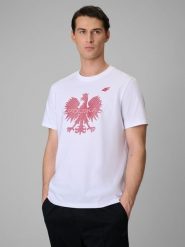 4F Koszulka kibica męska - biała XXL. Białe t-shirty męskie 4f, m, bez wzorów, z bawełny, bez kołnierzyka, bez ramiączek. Za 79.99 zł.