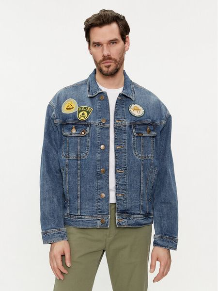 Lee Kurtka jeansowa Rider 112350102 Niebieski Relaxed Fit. Niebieskie kurtki męskie Lee, m, bez wzorów, z bawełny, bez ramiączek, bez kaptura. Za 379.00 zł.