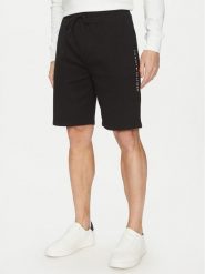 Tommy Hilfiger Szorty sportowe UM0UM03452 Czarny Regular Fit. Czarne szorty sportowe męskie Tommy Hilfiger, bez wzorów, z syntetyku, sportowe. Za 139.99 zł.