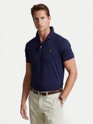 Polo Ralph Lauren Polo 710713130006 Granatowy Custom Slim Fit. Niebieskie koszulki polo męskie Polo Ralph Lauren, m, bez wzorów, z bawełny, bez kołnierzyka, bez ramiączek. Za 539.99 zł.