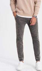 Ombre Spodnie męskie marmurkowe jeansowe JOGGERY - szare V3 OM-PADJ-0133 M. Szare długie spodnie sportowe męskie Ombre, bez wzorów, z jeansu. Za 89.99 zł.