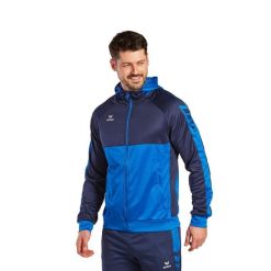 Kurtka treningowa z kapturem Erima Six Wings. Niebieskie kurtki męskie Erima, l, bez wzorów, sportowe, bez ramiączek, z kapturem. W wyprzedaży za 239.00 zł.