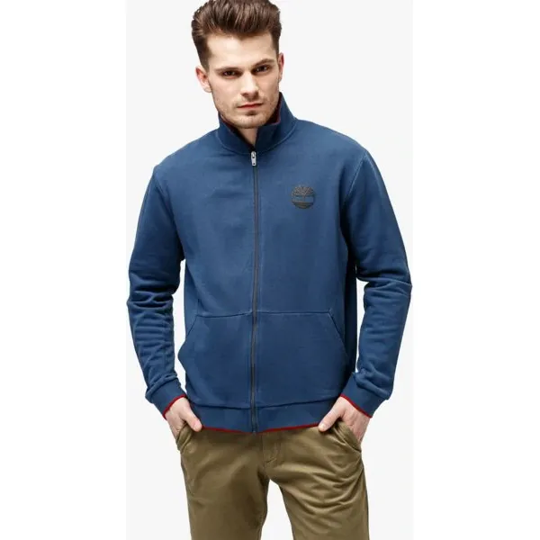 Timberland Bluza Westfield River Zip Thru Tipped Funnel Neck , granatowy, rozmiar XXL. Niebieskie bluzy rozpinane męskie Timberland, m, bez wzorów, z bawełny, klasyczne, bez ramiączek, bez kaptura. W wyprzedaży za 259.99 zł.