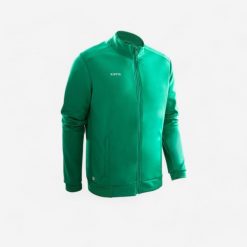 Bluza piłkarska treningowa Kipsta Essential. Zielone bluzy nierozpinane męskie KIPSTA, l, bez wzorów, z elastanu, sportowe, bez ramiączek, bez kaptura. Za 79.99 zł.