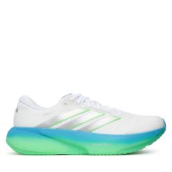 Buty do biegania adidas. Białe buty do biegania męskie ADIDAS, bez wzorów, bez zapięcia, do biegania. Za 649.99 zł.