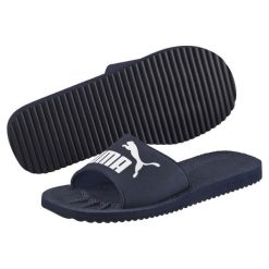 Klapki Puma Purecat unisex. Białe klapki i japonki męskie Puma, bez wzorów, z materiału. Za 103.00 zł.