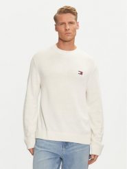 Tommy Jeans Sweter Badge DM0DM20706 Biały Regular Fit. Białe kardigany męskie Tommy Jeans, l, bez wzorów, z jeansu, bez ramiączek. Za 319.99 zł.
