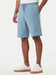 Guess Jeans Szorty sportowe M6GD49 KCPR1 Niebieski Regular Fit. Niebieskie szorty sportowe męskie Guess Jeans, z aplikacjami, z bawełny, sportowe. Za 299.99 zł.