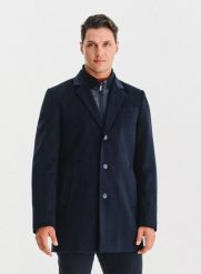 PAKO LORENTE – Granatowy płaszcz męski z wełną. Niebieskie płaszcze męskie Pako Lorente, na jesień, m, bez wzorów, z poliesteru, bez kaptura. Za 999.99 zł.