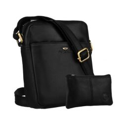 Klasyczna, czarna torba-listonoszka ze skóry naturalnej z etui na klucze w zestawie PTN 720E-OPU Peterson. Czarne torby męskie na ramię Peterson, bez wzorów, ze skóry, eleganckie, na ramię. Za 169.99 zł.