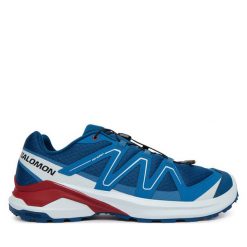 Trekkingi Salomon. Niebieskie buty zimowe męskie Salomon, bez wzorów, sportowe, bez obcasa, bez zapięcia. Za 549.99 zł.