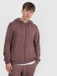 4F Bluza dresowa rozpinana z kapturem męska - brązowa M. Brązowe bluzy rozpinane męskie 4f, m, bez wzorów, z bawełny, z kapturem. Za 99.99 zł.