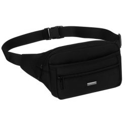 Czarna saszetka męska, jednokomorowa z trzema dodatkowymi kieszeniami - Peterson. Czarne saszetki męskie Peterson, bez wzorów. Za 69.99 zł.