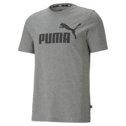 Męska koszulka z logo Essentials PUMA Medium Gray Heather. Szare t-shirty sportowe męskie Puma, m, bez wzorów, sportowe, bez ramiączek. W wyprzedaży za 94.60 zł.