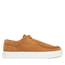 Półbuty Calvin Klein. Brązowe codzienne półbuty męskie Calvin Klein, bez wzorów, bez obcasa, bez zapięcia. Za 449.99 zł.