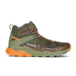 Buty trekkingowe męskie Aku Flyrock Mid Gtx. Zielone buty zimowe męskie Aku, bez wzorów, z materiału, sportowe, za kostkę, bez obcasa, bez zapięcia. Za 939.00 zł.