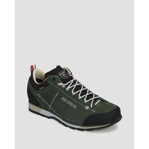 Buty DOLOMITE 54 HIKE LOW EVO GTX ciemnozielony. Zielone buty trekkingowe męskie Dolomite, bez wzorów, bez zapięcia. W wyprzedaży za 475.00 zł.