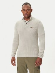 Aeronautica Militare Sweter 252MA1572UL00409 Beżowy Slim Fit. Brązowe kardigany męskie Aeronautica Militare, m, bez wzorów, z bawełny, bez ramiączek. Za 679.99 zł.