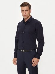 Calvin Klein Koszula K10K113160 Granatowy Slim Fit. Niebieskie koszule męskie Calvin Klein, m, bez wzorów, z bawełny, bez kołnierzyka, bez ramiączek. Za 299.99 zł.