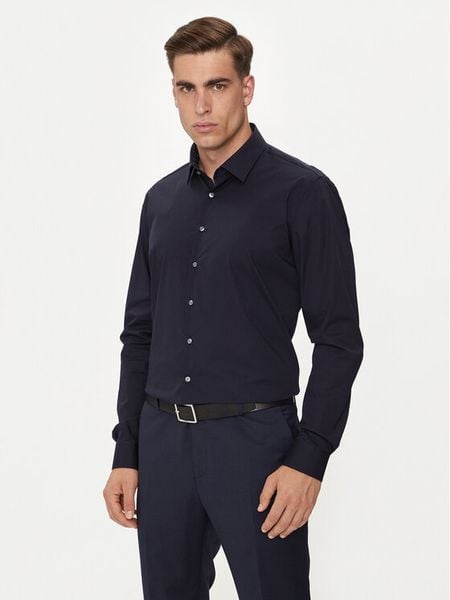 Calvin Klein Koszula K10K113160 Granatowy Slim Fit. Niebieskie koszule męskie Calvin Klein, m, bez wzorów, z bawełny, bez kołnierzyka, bez ramiączek. Za 219.99 zł.