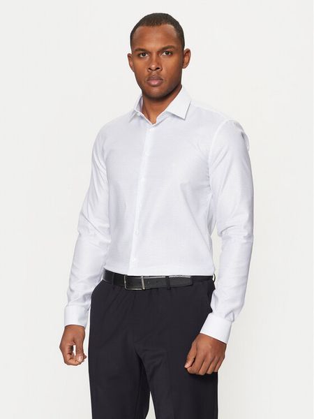 Calvin Klein Koszula K10K113855 Biały Slim Fit. Białe koszule męskie Calvin Klein, m, bez wzorów, z bawełny, bez kołnierzyka, bez ramiączek. Za 219.99 zł.