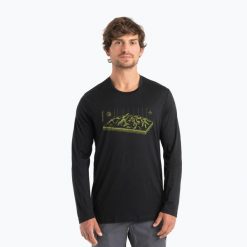 Longsleeve termoaktywny męski icebreaker Merino 150 Tech Lite II Tee Alps 3D. Czarne bielizna termoaktywna męska Icebreaker, m, bez wzorów, bez ramiączek, narciarskie. Za 259.99 zł.