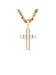 ICED STUFF Zawieszka Micro Diamond Cross Złoty. Żółte biżuteria dla mężczyzn ICED STUFF, z tworzywa sztucznego, metalowe. Za 119.99 zł.