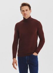 PAKO LORENTE - Brązowy gładki golf męski. Brązowe swetry męskie Pako Lorente, bez wzorów, z bawełny, bez kołnierzyka, bez ramiączek. Za 169.99 zł.