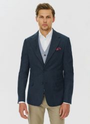 PAKO LORENTE – Granatowa marynarka z lnem. Marynarki męskie Pako Lorente, m, bez wzorów, z jeansu. Za 329.99 zł.