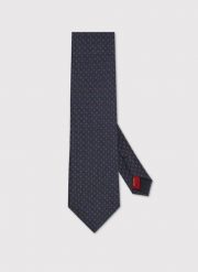 PAKO LORENTE - Jedwabny granatowy krawat mikrowzór. Niebieskie krawaty i muchy męskie Pako Lorente, bez wzorów, z jedwabiu, młodzieżowe. Za 149.99 zł.