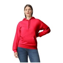 Bluza Z Kapturem Dla Dorosłych Unisex Softstyle Fleece Midweight. Czerwone bluzy nierozpinane męskie GILDAN, l, bez wzorów, bez ramiączek, z kapturem. Za 112.99 zł.