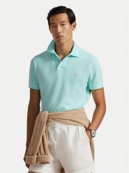 Polo Ralph Lauren Polo 710536856500 Turkusowy Slim Fit. Niebieskie koszulki polo męskie Polo Ralph Lauren, m, bez wzorów, z bawełny, bez kołnierzyka, bez ramiączek. Za 569.99 zł.