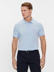 Tommy Hilfiger Polo 1985 MW0MW17771 Błękitny Slim Fit. Niebieskie koszulki polo męskie Tommy Hilfiger, m, bez wzorów, z bawełny, bez kołnierzyka, bez ramiączek. Za 269.99 zł.