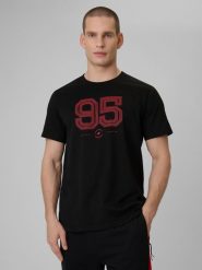 4F T-shirt regular z nadrukiem męski - czarny XXL. Czarne t-shirty męskie 4f, m, bez wzorów, z bawełny, bez kołnierzyka, bez ramiączek. Za 69.99 zł.