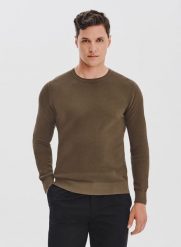 PAKO LORENTE - Brązowy sweter męski o-neck. Brązowe swetry męskie Pako Lorente, bez wzorów, z bawełny, bez kołnierzyka, bez ramiączek. Za 199.99 zł.