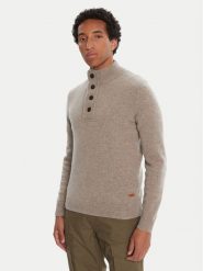 Barbour Sweter Patch Half Zip MKN0585ST51 Beżowy Regular Fit. Brązowe kardigany męskie Barbour, m, bez wzorów, z wełny, bez ramiączek. Za 629.99 zł.