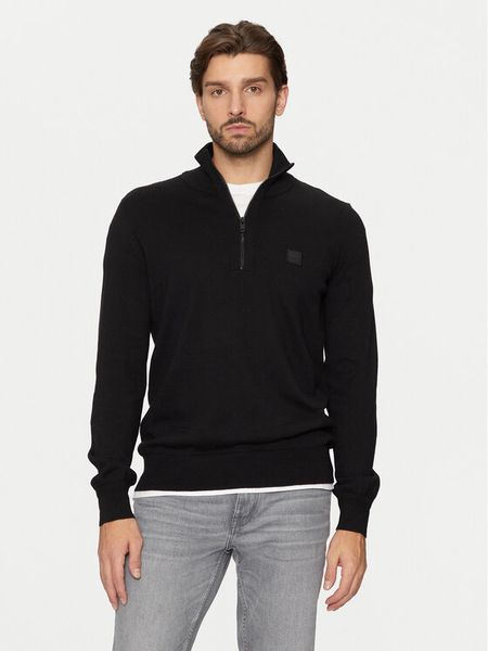 Boss Sweter Kanobix_S 50527585 Czarny Regular Fit. Czarne kardigany męskie Boss, bez wzorów, z bawełny, bez kołnierzyka, bez ramiączek. Za 389.99 zł.