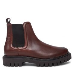 Sztyblety Tommy Hilfiger. Brązowe sztyblety męskie Tommy Hilfiger, bez obcasa, bez zapięcia. Za 679.99 zł.