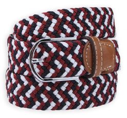 Brązowo-Biało-Granatowy Elastyczny Męski Pasek do Spodni, Casual -ALTIES- Parciany, Pleciony. Białe paski męskie Alties, bez wzorów, z elastanu, casualowe. Za 59.00 zł.
