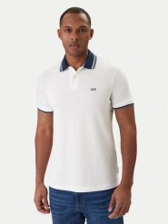 Armani Exchange Polo XM002350 AF10366 U0009 Biały Regular Fit. Białe koszulki polo męskie Armani Exchange, m, bez wzorów, z bawełny, bez kołnierzyka, bez ramiączek. Za 379.99 zł.