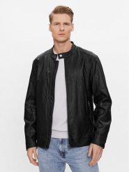 Guess Kurtka z imitacji skóry M4RL08 WFW30 Czarny Regular Fit. Czarne kurtki męskie Guess, m, z aplikacjami, ze skóry, bez ramiączek, bez kaptura. Za 679.99 zł.