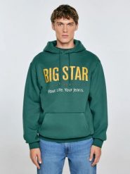 Bluza męska z kapturem z logo BIG STAR zielona Ashlyno 304. Zielone bluzy nierozpinane męskie Big Star, l, bez wzorów, z dzianiny, z kapturem. Za 249.99 zł.