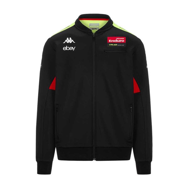 Bluza dresowa Kappa Atrisomone VR46. Czarne bluzy nierozpinane męskie Kappa, bez wzorów, z dresówki, bez kaptura, rowerowe. W wyprzedaży za 316.50 zł.