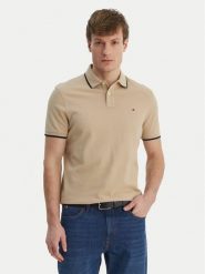 Tommy Hilfiger Polo Pique MW0MW42749 Beżowy Regular Fit. Brązowe koszulki polo męskie Tommy Hilfiger, m, bez wzorów, z bawełny, bez kołnierzyka, bez ramiączek. Za 369.99 zł.