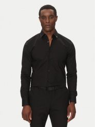 HUGO Koszula Ermo 50539307 Czarny Slim Fit. Czarne koszule męskie Hugo, l, bez wzorów, z bawełny, bez kołnierzyka, bez ramiączek. Za 339.99 zł.