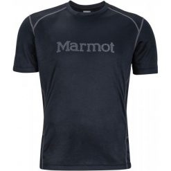 Marmot Windridge With Graphic Ss Black/Cinder M. Czarne t-shirty sportowe męskie Marmot, ze skóry, sportowe. W wyprzedaży za 115.00 zł.