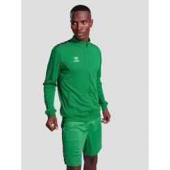 Bluza dresowa z poliestru zapinana na zamek błyskawiczny Hummel Authentic. Zielone bluzy rozpinane męskie HUMMEL, bez wzorów, z dresówki, sportowe, bez ramiączek, bez kaptura. Za 212.50 zł.