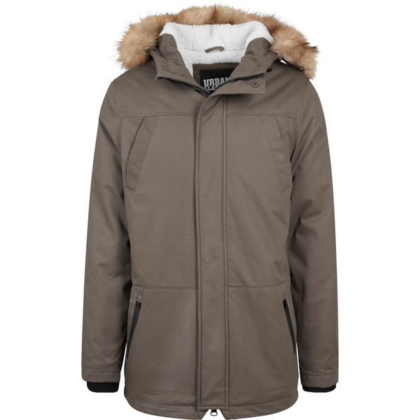 Parka Urban Classic heavy cotton imitation fur. Zielone parki męskie Urban Classics, na zimę, m, bez wzorów, z bawełny, bez kaptura. Za 630.00 zł.