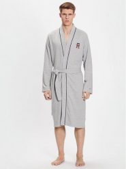 Tommy Hilfiger Szlafrok UM0UM02840 Szary Regular Fit. Szare szlafroki męskie Tommy Hilfiger, m, bez wzorów, z bawełny, bez kaptura. Za 369.99 zł.
